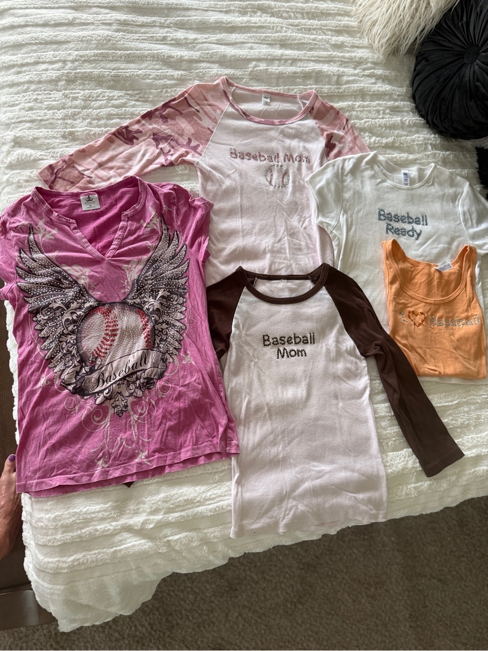 Baseball Mom Swarovski Rhinestone Tee Shirts